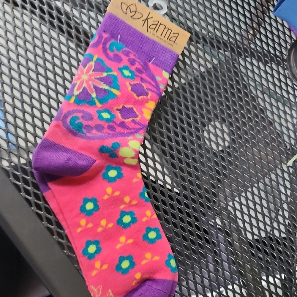 Karma Pink and Purple Floral Socks